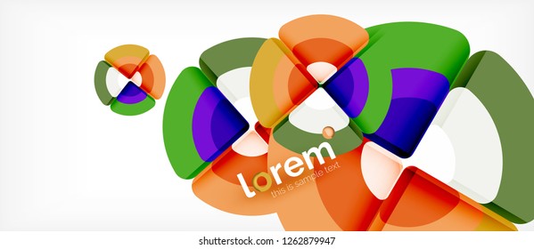Circles and triangles design abstract background, vector abstract geometric design with sample text