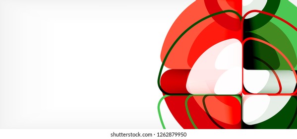 Círculos y triángulos diseñan fondo abstracto, diseño geométrico abstracto vectorial con texto de muestra