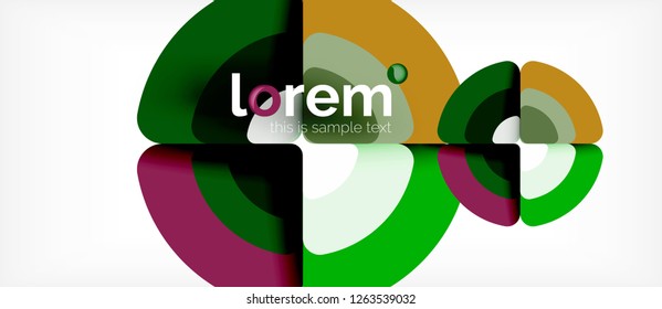 Círculos y triángulos diseñan fondo abstracto, diseño geométrico abstracto vectorial con texto de muestra