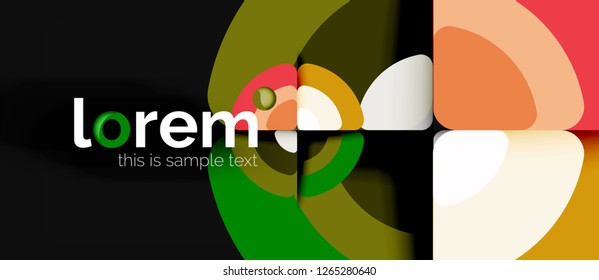Círculos y triángulos diseñan fondo abstracto, diseño geométrico abstracto vectorial con texto de muestra