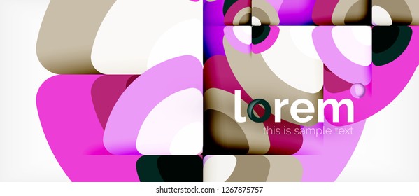 Circles and triangles design abstract background, vector abstract geometric design with sample text