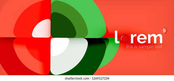 Circles and triangles design abstract background, vector abstract geometric design with sample text