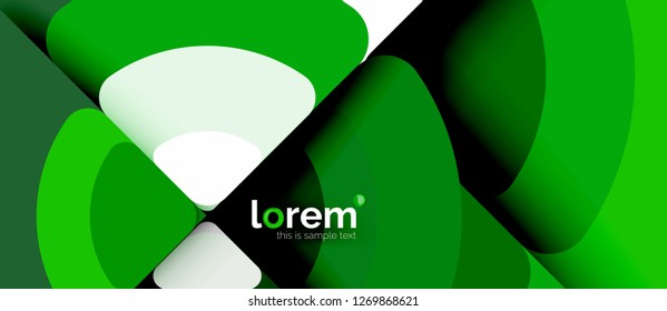 Circles and triangles design abstract background, vector abstract geometric design with sample text
