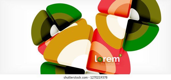 Circles and triangles design abstract background, vector abstract geometric design with sample text