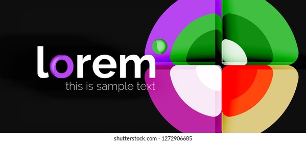 Círculos y triángulos diseñan fondo abstracto, diseño geométrico abstracto vectorial con texto de muestra