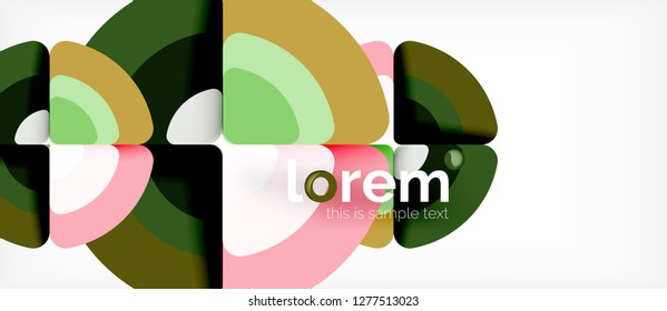 Circles and triangles design abstract background, vector abstract geometric design with sample text