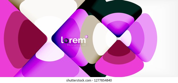 Círculos y triángulos diseñan fondo abstracto, diseño geométrico abstracto vectorial con texto de muestra