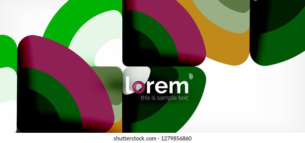 Círculos y triángulos diseñan fondo abstracto, diseño geométrico abstracto vectorial con texto de muestra