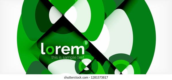 Circles and triangles design abstract background, vector abstract geometric design with sample text