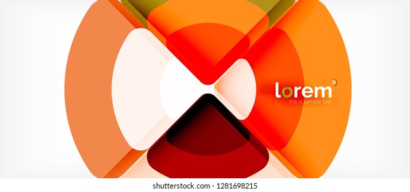Círculos y triángulos diseñan fondo abstracto, diseño geométrico abstracto vectorial con texto de muestra
