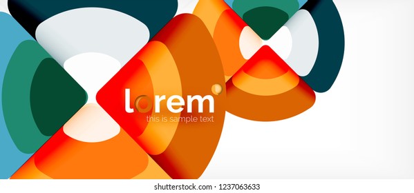 Círculos y triángulos de fondo abstracto geométrico. Plantilla de diseño abstracto de moda para presentación de negocios o tecnología o portada de folletos web, fondo de pantalla. Ilustración del vector