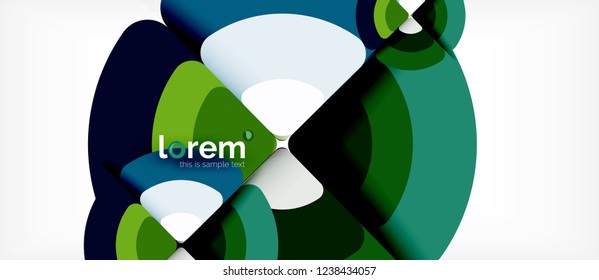 Círculos y triángulos de fondo abstracto geométrico. Plantilla de diseño abstracto de moda para presentación de negocios o tecnología o portada de folletos web, fondo de pantalla. Ilustración del vector