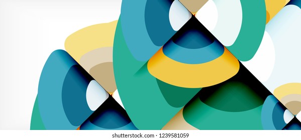 Círculos y triángulos de fondo abstracto geométrico. Plantilla de diseño abstracto de moda para presentación de negocios o tecnología o portada de folletos web, fondo de pantalla. Ilustración del vector
