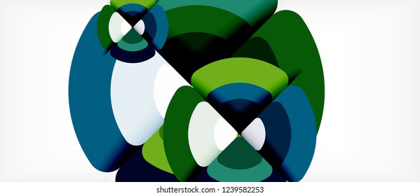 Círculos e triângulos com fundo abstrato geométrico. Modelo de layout abstrato moderno para apresentação de negócios ou tecnologia ou capa de brochura da web, papel de parede. Ilustração vetorial