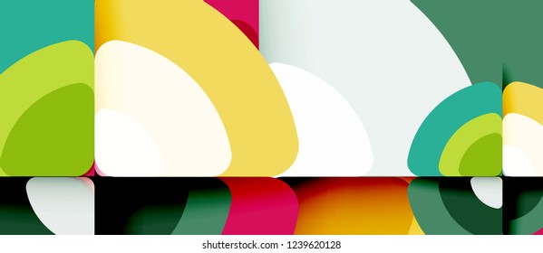 Kreise und Dreiecke, geometrischer abstrakter Hintergrund. Trendy abstrakte Layout-Vorlage für Geschäfts- oder Technologiepräsentation oder Web-Broschüre Titelbild, Bildschirmhintergrund. Vektorgrafik