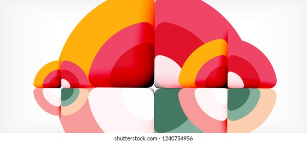 Círculos y triángulos de fondo abstracto geométrico. Plantilla de diseño abstracto de moda para presentación de negocios o tecnología o portada de folletos web, fondo de pantalla. Ilustración del vector