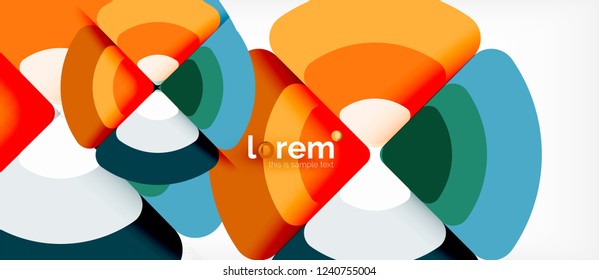 Círculos y triángulos de fondo abstracto geométrico. Plantilla de diseño abstracto de moda para presentación de negocios o tecnología o portada de folletos web, fondo de pantalla. Ilustración del vector