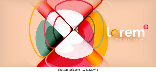 Círculos y triángulos de fondo abstracto geométrico. Plantilla de diseño abstracto de moda para presentación de negocios o tecnología o portada de folletos web, fondo de pantalla. Ilustración del vector