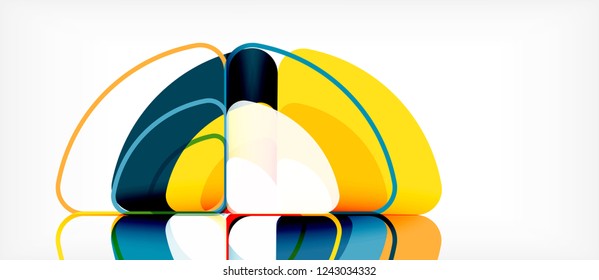 Círculos y triángulos de fondo abstracto geométrico. Plantilla de diseño abstracto de moda para presentación de negocios o tecnología o portada de folletos web, fondo de pantalla. Ilustración del vector