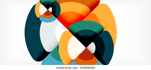 Círculos y triángulos de fondo abstracto geométrico. Plantilla de diseño abstracto de moda para presentación de negocios o tecnología o portada de folletos web, fondo de pantalla. Ilustración del vector