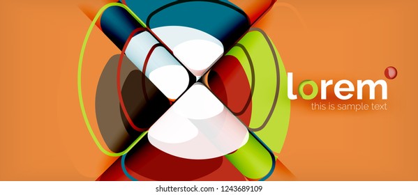Círculos y triángulos de fondo abstracto geométrico. Plantilla de diseño abstracto de moda para presentación de negocios o tecnología o portada de folletos web, fondo de pantalla. Ilustración del vector