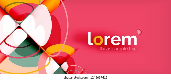 Círculos y triángulos de fondo abstracto geométrico. Plantilla de diseño abstracto de moda para presentación de negocios o tecnología o portada de folletos web, fondo de pantalla. Ilustración del vector
