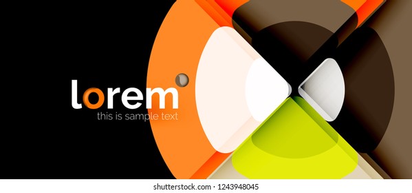 Círculos y triángulos de fondo abstracto geométrico. Plantilla de diseño abstracto de moda para presentación de negocios o tecnología o portada de folletos web, fondo de pantalla. Ilustración del vector