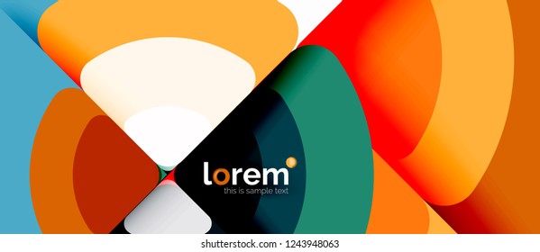 Círculos y triángulos de fondo abstracto geométrico. Plantilla de diseño abstracto de moda para presentación de negocios o tecnología o portada de folletos web, fondo de pantalla. Ilustración del vector