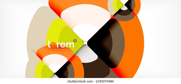 Círculos y triángulos de fondo abstracto geométrico. Plantilla de diseño abstracto de moda para presentación de negocios o tecnología o portada de folletos web, fondo de pantalla. Ilustración del vector