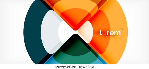 Círculos y triángulos de fondo abstracto geométrico. Plantilla de diseño abstracto de moda para presentación de negocios o tecnología o portada de folletos web, fondo de pantalla. Ilustración del vector