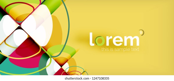 Círculos y triángulos de fondo abstracto geométrico. Plantilla de diseño abstracto de moda para presentación de negocios o tecnología o portada de folletos web, fondo de pantalla. Ilustración del vector