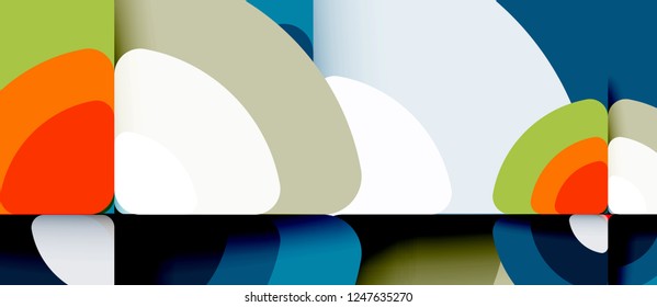 Círculos y triángulos de fondo abstracto geométrico. Plantilla de diseño abstracto de moda para presentación de negocios o tecnología o portada de folletos web, fondo de pantalla. Ilustración del vector