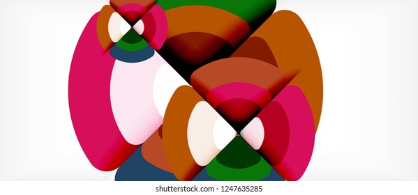 Círculos y triángulos de fondo abstracto geométrico. Plantilla de diseño abstracto de moda para presentación de negocios o tecnología o portada de folletos web, fondo de pantalla. Ilustración del vector