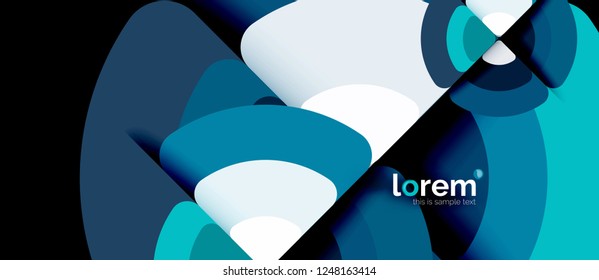 Círculos y triángulos de fondo abstracto geométrico. Plantilla de diseño abstracto de moda para presentación de negocios o tecnología o portada de folletos web, fondo de pantalla. Ilustración del vector
