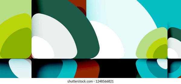 Círculos y triángulos de fondo abstracto geométrico. Plantilla de diseño abstracto de moda para presentación de negocios o tecnología o portada de folletos web, fondo de pantalla. Ilustración del vector