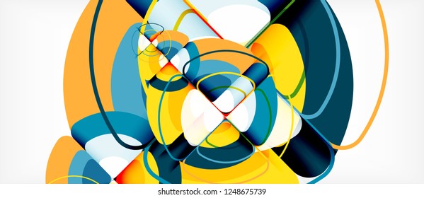 Círculos y triángulos de fondo abstracto geométrico. Plantilla de diseño abstracto de moda para presentación de negocios o tecnología o portada de folletos web, fondo de pantalla. Ilustración del vector