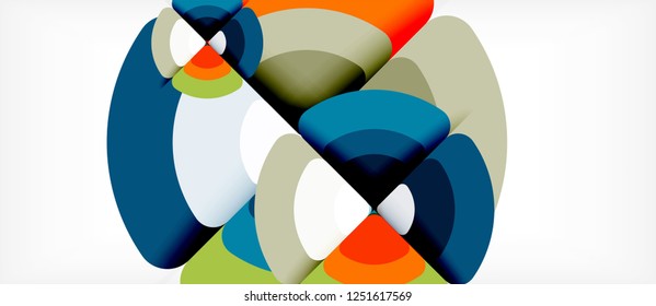 Círculos y triángulos de fondo abstracto geométrico. Plantilla de diseño abstracto de moda para presentación de negocios o tecnología o portada de folletos web, fondo de pantalla. Ilustración del vector