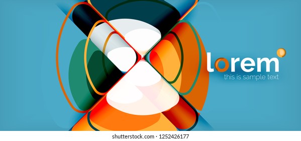 Círculos y triángulos de fondo abstracto geométrico. Plantilla de diseño abstracto de moda para presentación de negocios o tecnología o portada de folletos web, fondo de pantalla. Ilustración del vector