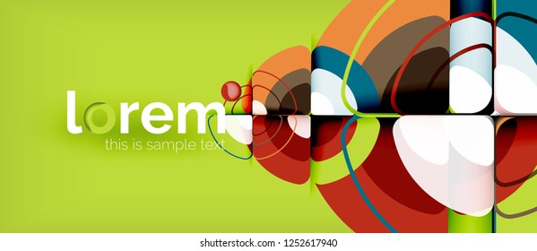 Kreise und Dreiecke, geometrischer abstrakter Hintergrund. Trendy abstrakte Layout-Vorlage für Geschäfts- oder Technologiepräsentation oder Web-Broschüre Titelbild, Bildschirmhintergrund. Vektorgrafik