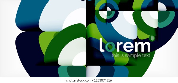 Kreise und Dreiecke, geometrischer abstrakter Hintergrund. Trendy abstrakte Layout-Vorlage für Geschäfts- oder Technologiepräsentation oder Web-Broschüre Titelbild, Bildschirmhintergrund. Vektorgrafik