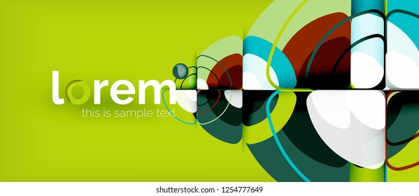Kreise und Dreiecke, geometrischer abstrakter Hintergrund. Trendy abstrakte Layout-Vorlage für Geschäfts- oder Technologiepräsentation oder Web-Broschüre Titelbild, Bildschirmhintergrund. Vektorgrafik