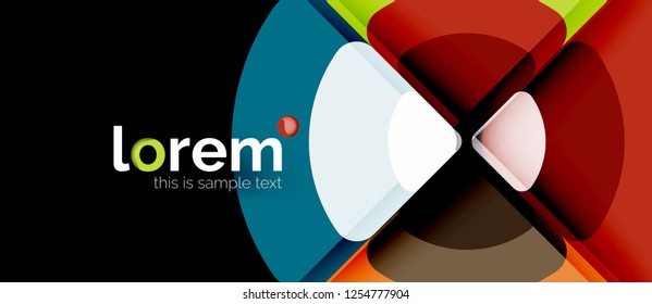 Kreise und Dreiecke, geometrischer abstrakter Hintergrund. Trendy abstrakte Layout-Vorlage für Geschäfts- oder Technologiepräsentation oder Web-Broschüre Titelbild, Bildschirmhintergrund. Vektorgrafik