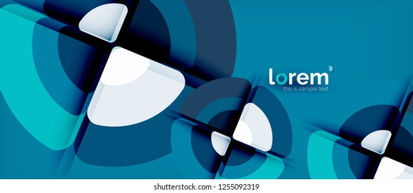 Círculos y triángulos de fondo abstracto geométrico. Plantilla de diseño abstracto de moda para presentación de negocios o tecnología o portada de folletos web, fondo de pantalla. Ilustración del vector