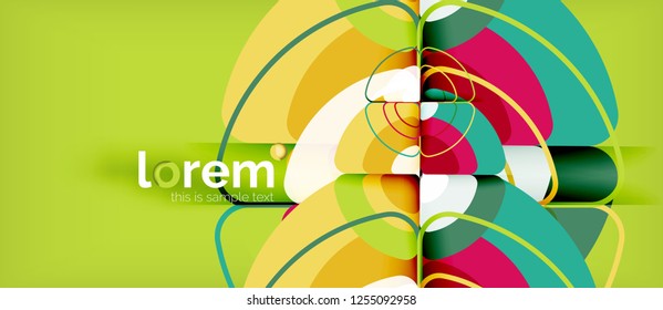 Círculos y triángulos de fondo abstracto geométrico. Plantilla de diseño abstracto de moda para presentación de negocios o tecnología o portada de folletos web, fondo de pantalla. Ilustración del vector