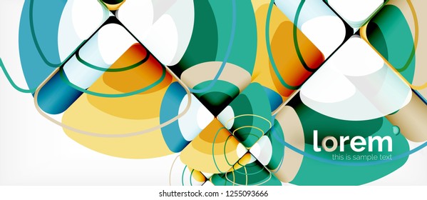 Círculos y triángulos de fondo abstracto geométrico. Plantilla de diseño abstracto de moda para presentación de negocios o tecnología o portada de folletos web, fondo de pantalla. Ilustración del vector