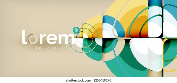 Círculos y triángulos de fondo abstracto geométrico. Plantilla de diseño abstracto de moda para presentación de negocios o tecnología o portada de folletos web, fondo de pantalla. Ilustración del vector