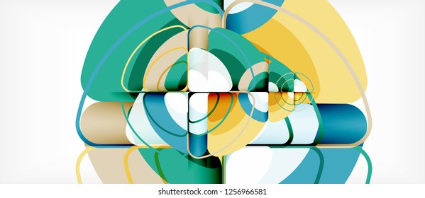 Círculos y triángulos de fondo abstracto geométrico. Plantilla de diseño abstracto de moda para presentación de negocios o tecnología o portada de folletos web, fondo de pantalla. Ilustración del vector