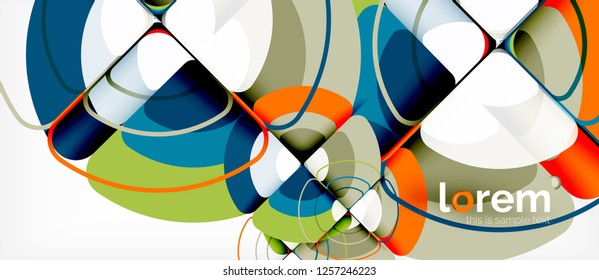 Círculos y triángulos de fondo abstracto geométrico. Plantilla de diseño abstracto de moda para presentación de negocios o tecnología o portada de folletos web, fondo de pantalla. Ilustración del vector