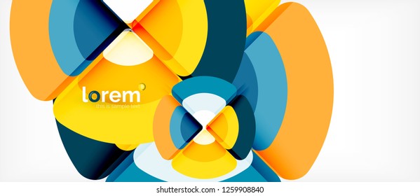 Círculos y triángulos de fondo abstracto geométrico. Plantilla de diseño abstracto de moda para presentación de negocios o tecnología o portada de folletos web, fondo de pantalla. Ilustración del vector