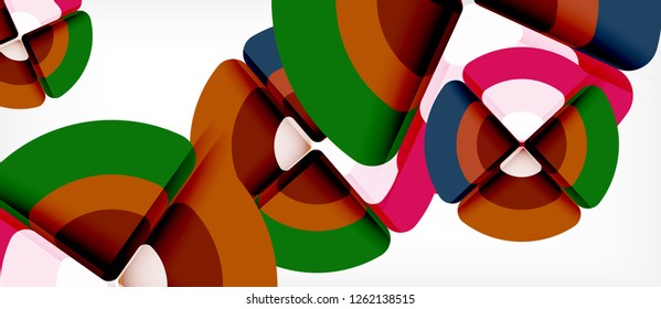 Círculos y triángulos de fondo abstracto geométrico. Plantilla de diseño abstracto de moda para presentación de negocios o tecnología o portada de folletos web, fondo de pantalla. Ilustración del vector